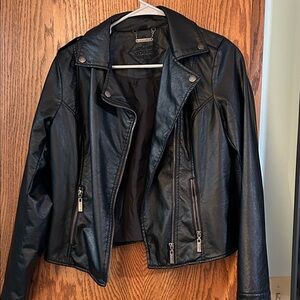 Jou Jou Black Leather Jacket with Silver Accents